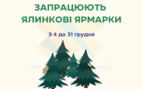 З 4 грудня у Житомирі запрацюють ялинкові ярмарки